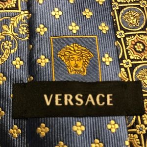 Versace Blue & Gold Silk Tie